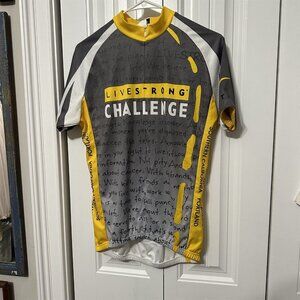 Livestrong Bike Jersey Bicycle Shirt Racing Gray Yellow Medium